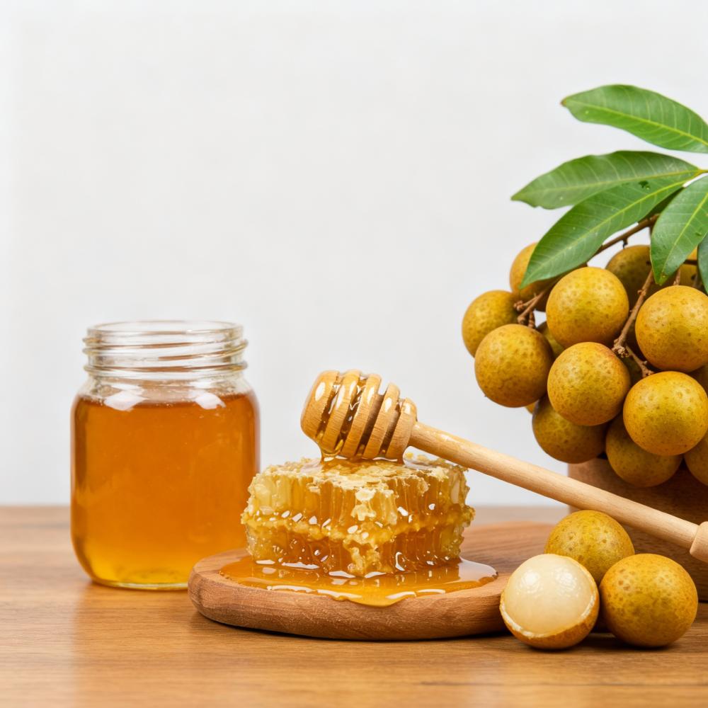 Premium natural pure Longan honey from Chiang Mai, Thailand, with a strong, fruity aroma